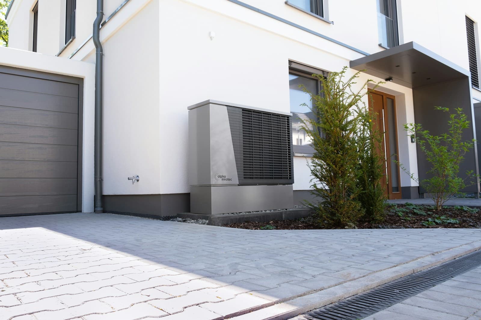 Heat pump installed outside a home